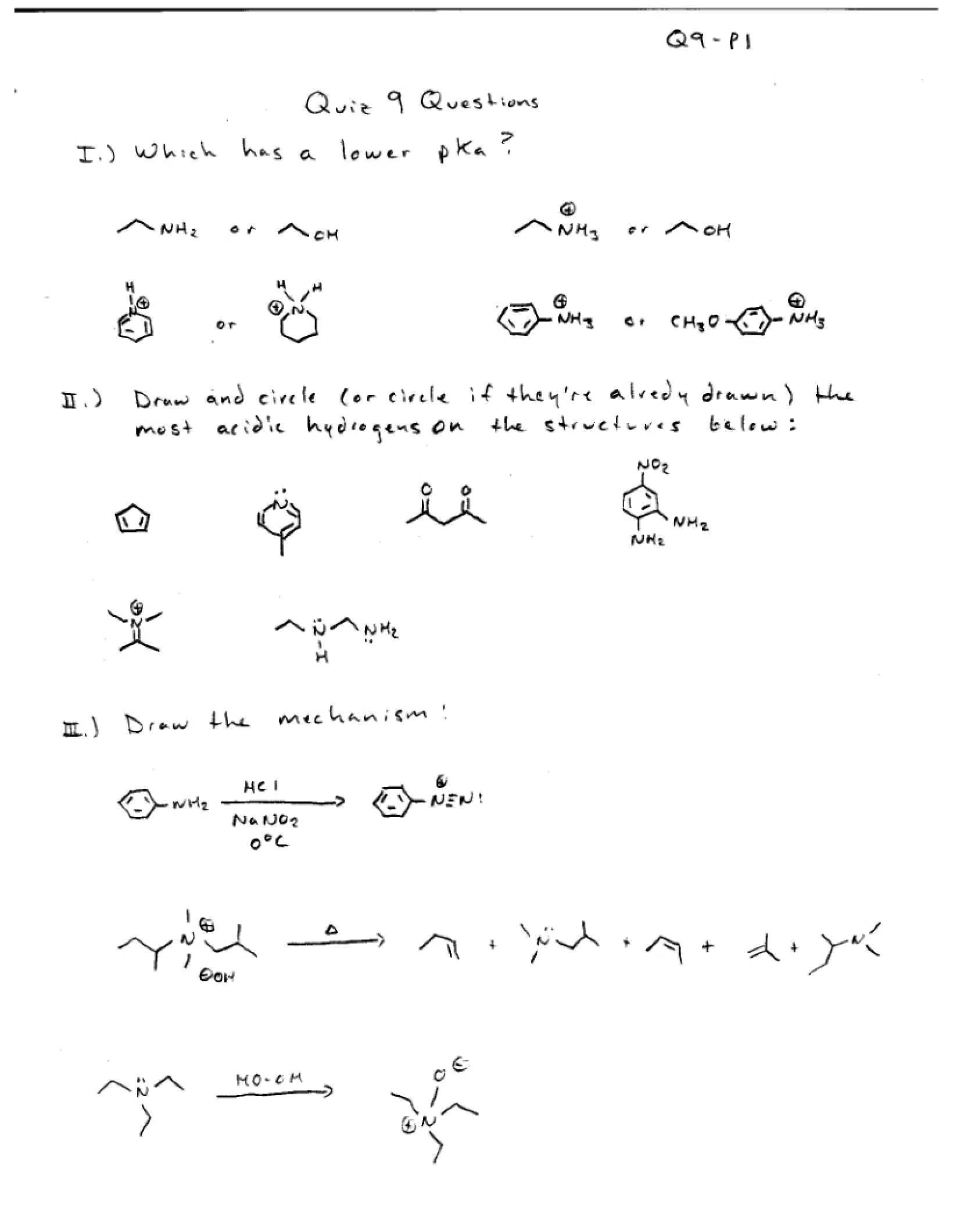 Quiz 9 Questions