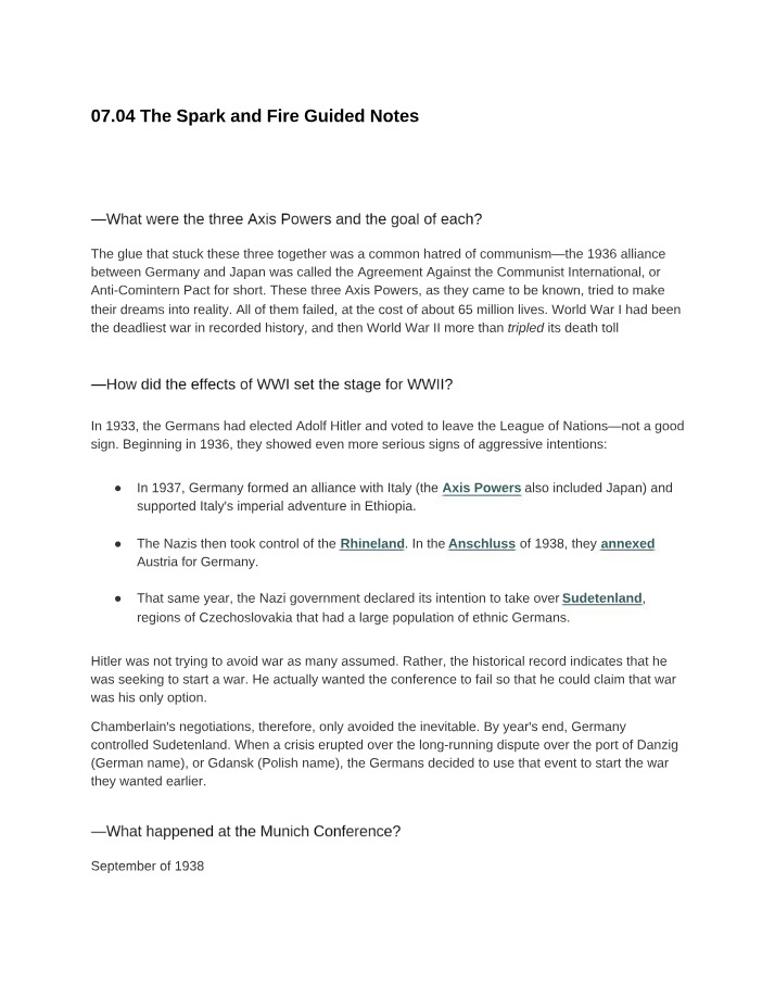 Guided Notes - The Spark and Fire