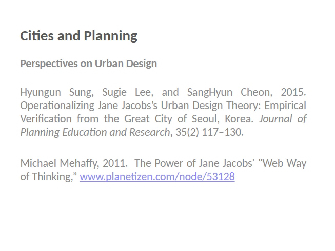 Different Perspectives on Urban Design