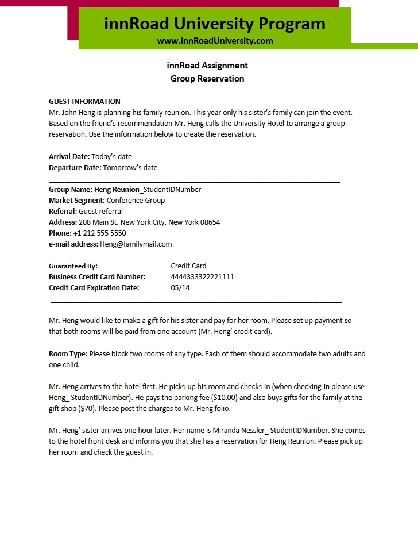 Reservations for Groups