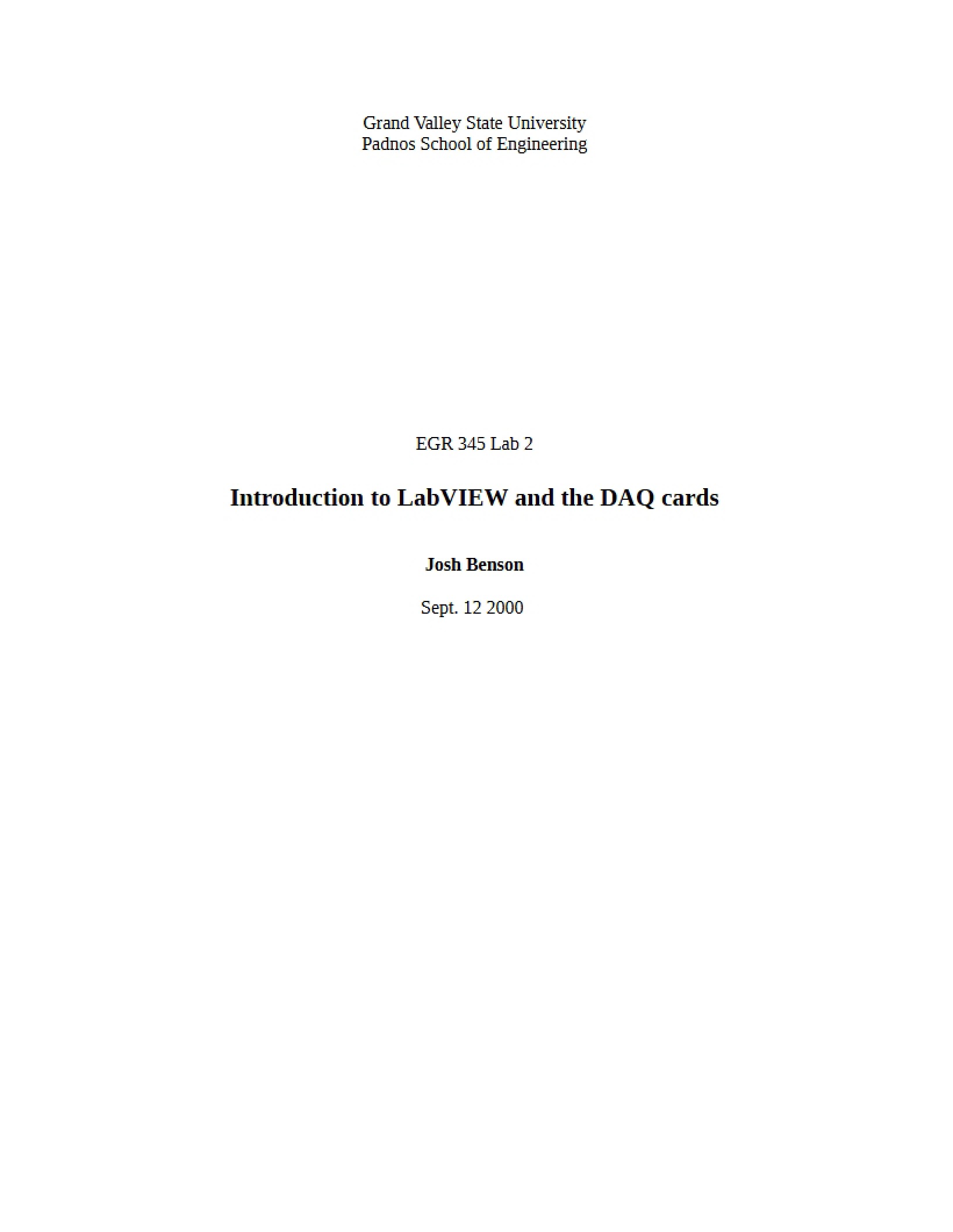 DAQ Cards and LabVIEW Introduction