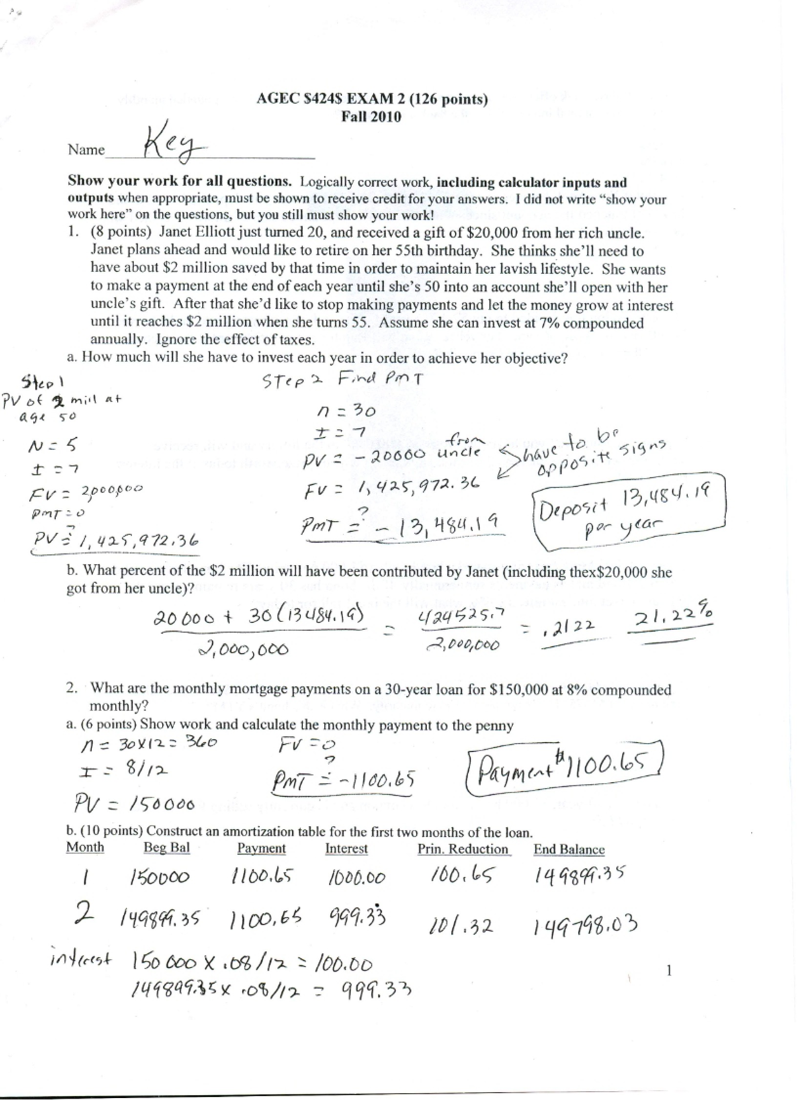 Second Exam Key
