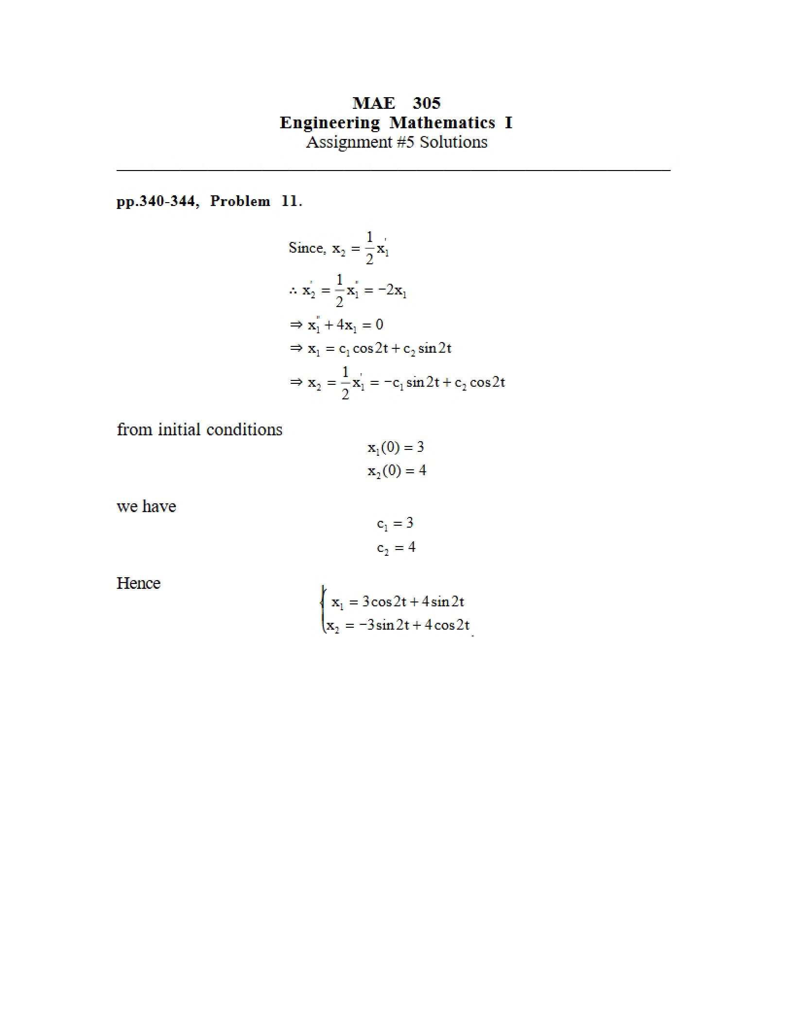 Solutions for Assignment 5