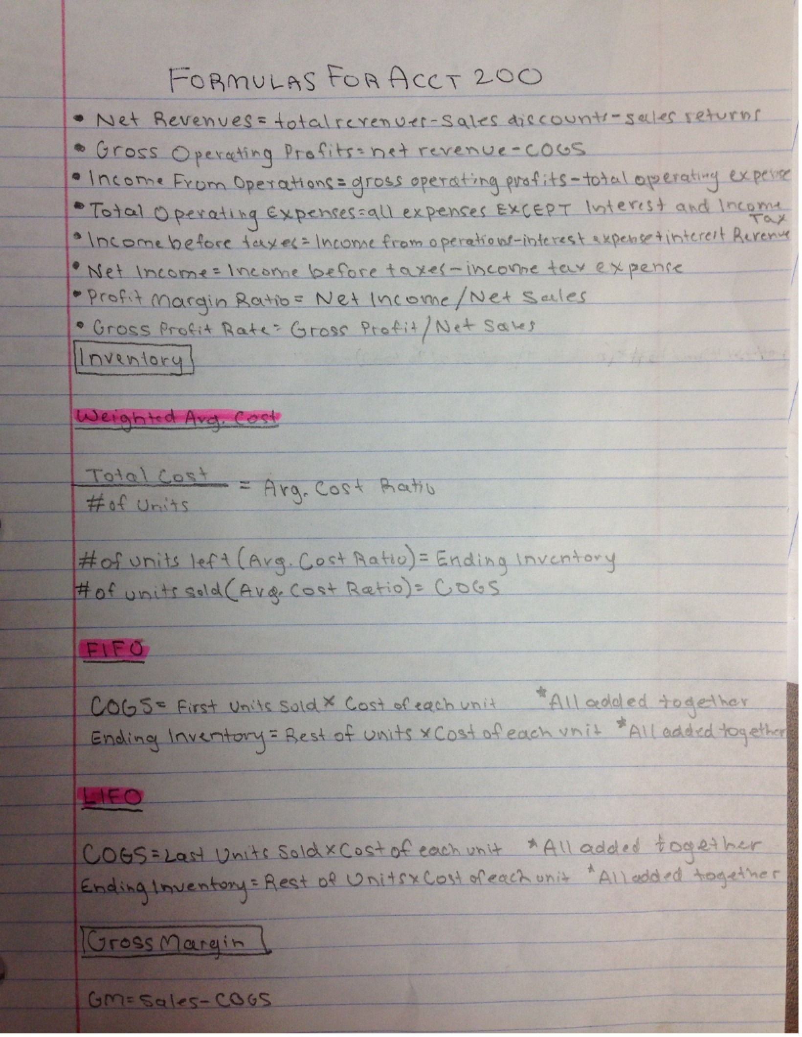 Financial Accounting Notes - 4 Pages