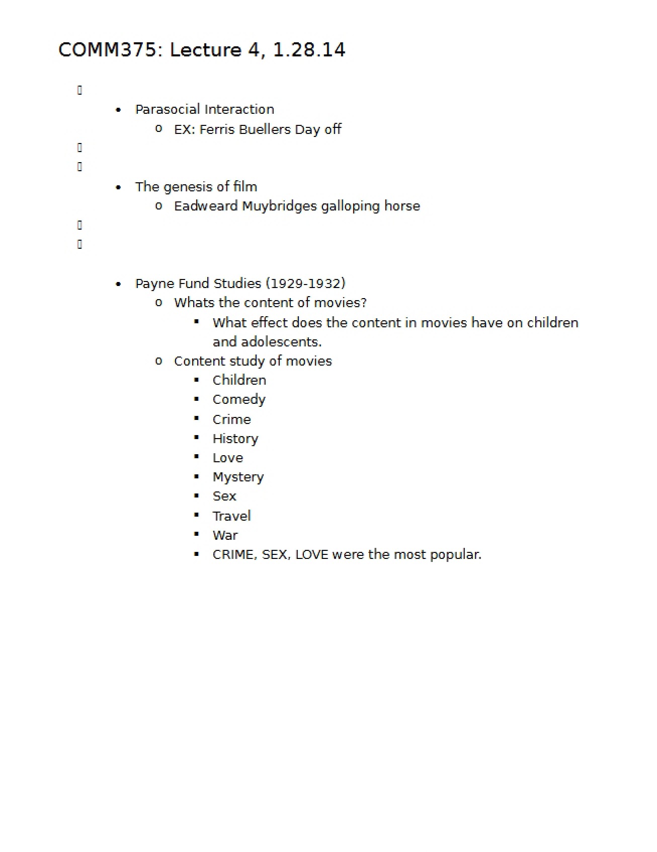 Communication 375, Lecture 4 (January 28, 2014)