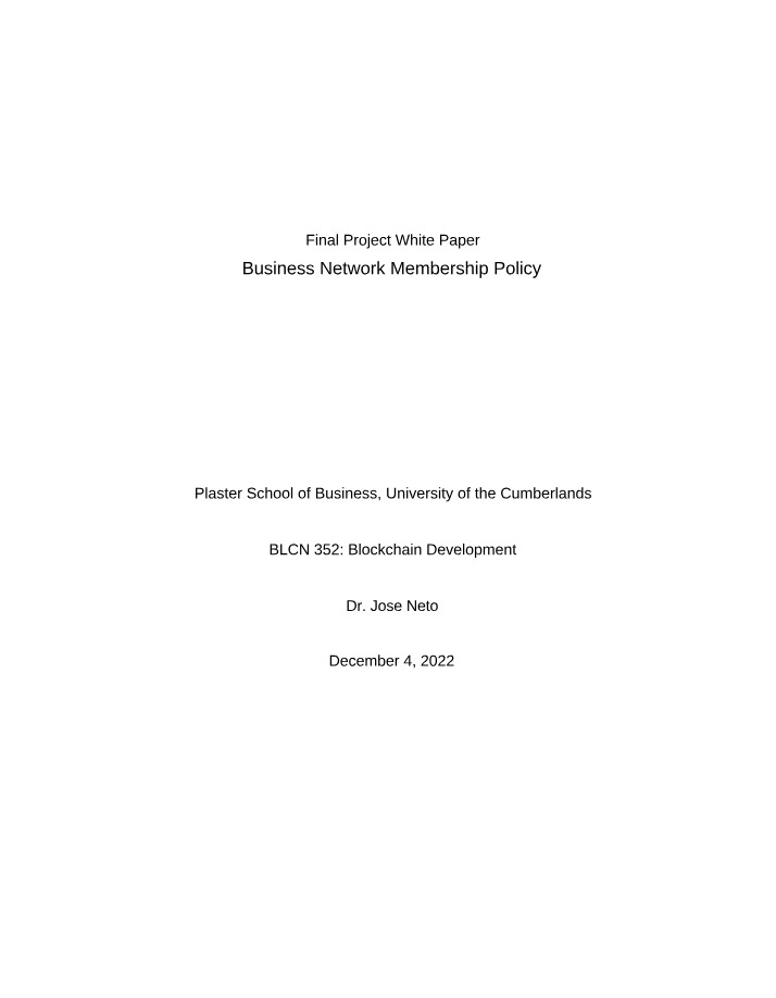 White Paper - Letter of Credit Business Network