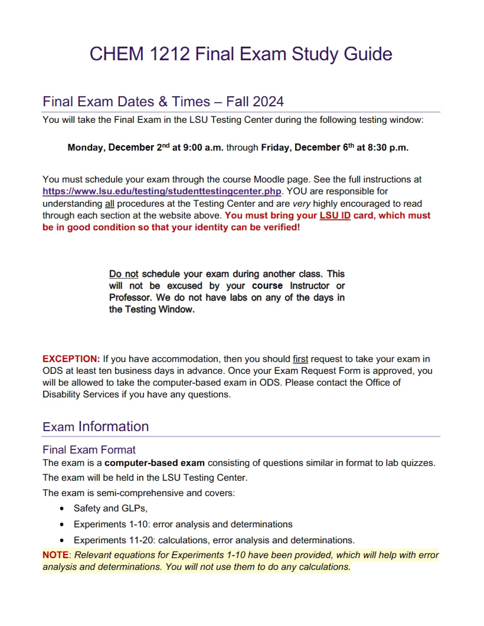 General Chem Lab Final Guide