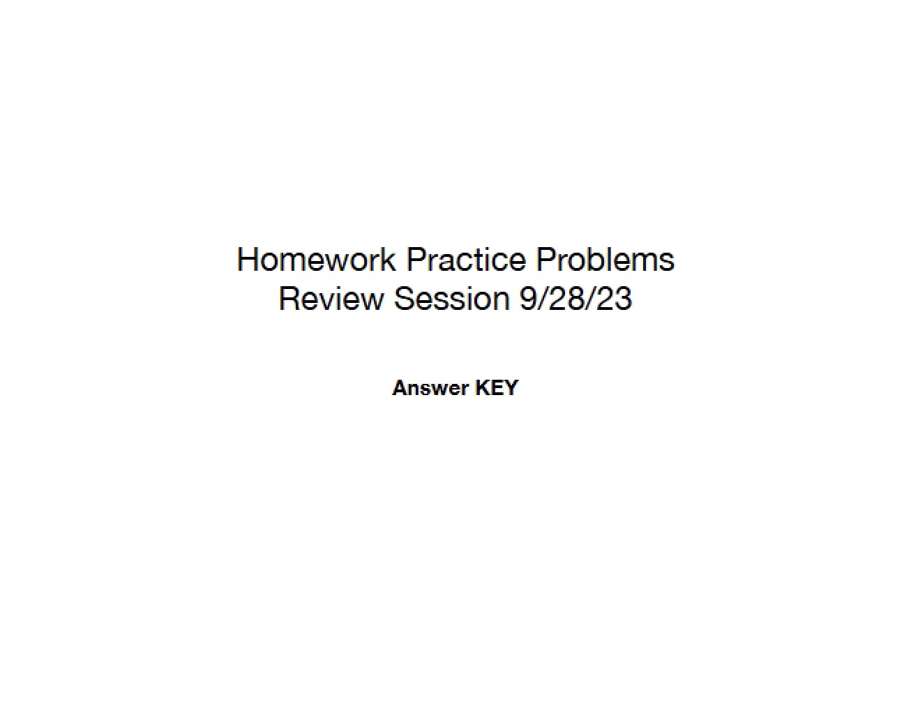 Practice Homework Problems