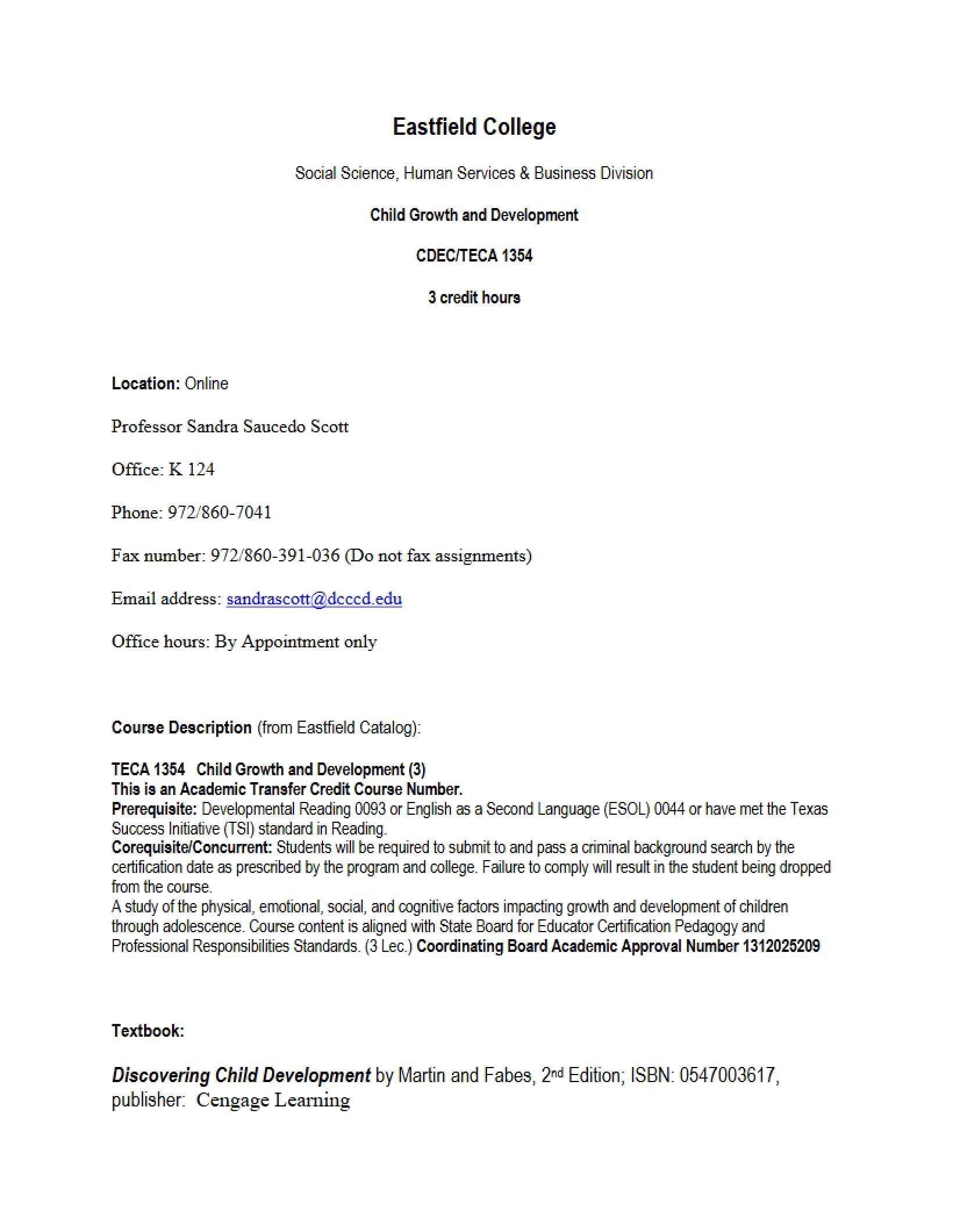Syllabus - Child Growth and Development