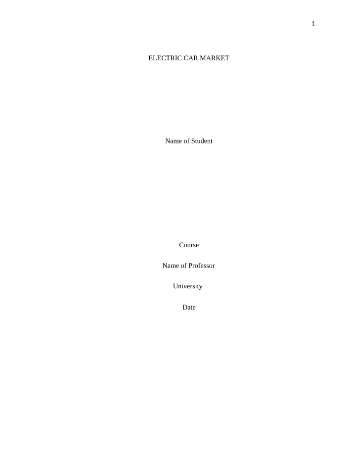 Electric Car Market Analysis Report