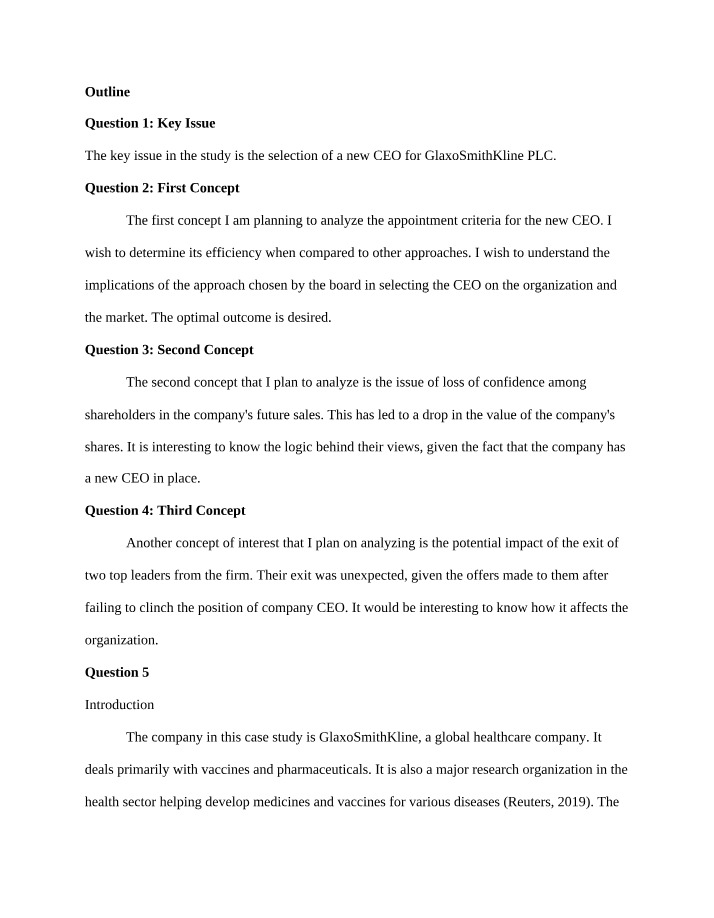 Analysis of GlaxoSmithKline CEO Selection