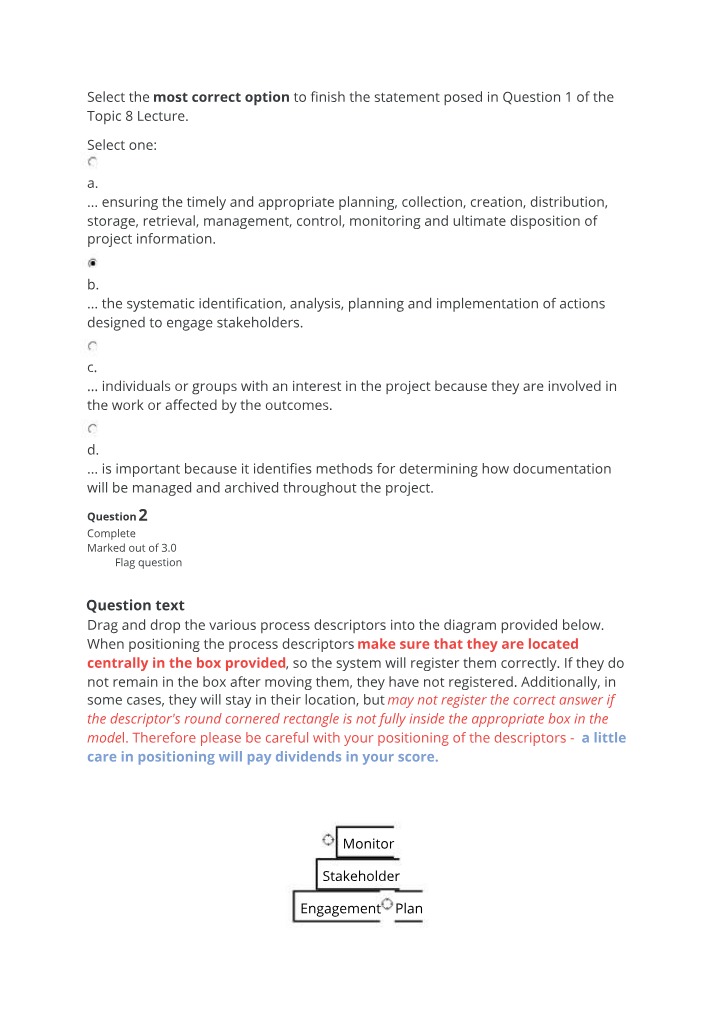 Quiz 8 for ICT201
