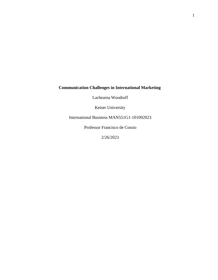 International Marketing - Communication Challenges