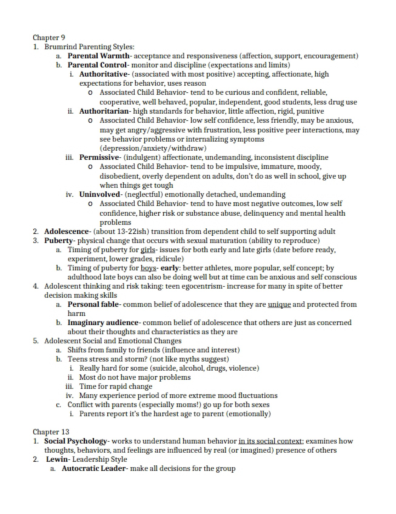Chapter Nine Psychology Review