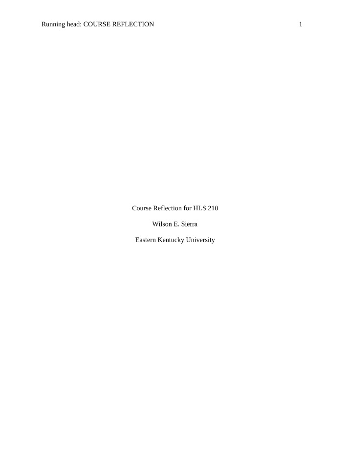 HLS 210 Course Reflection