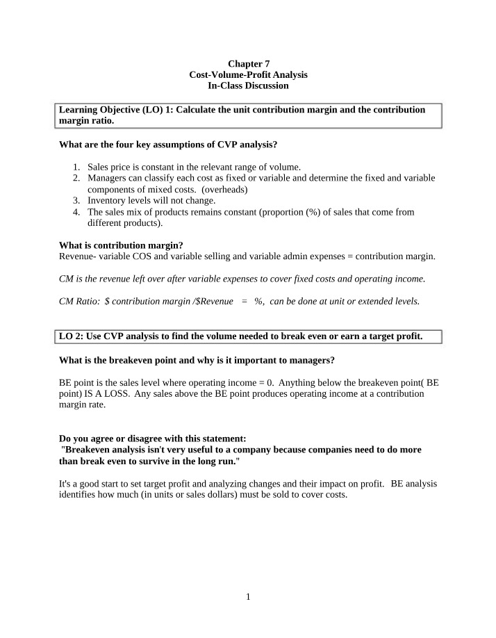 Lecture Notes for Chapter 7