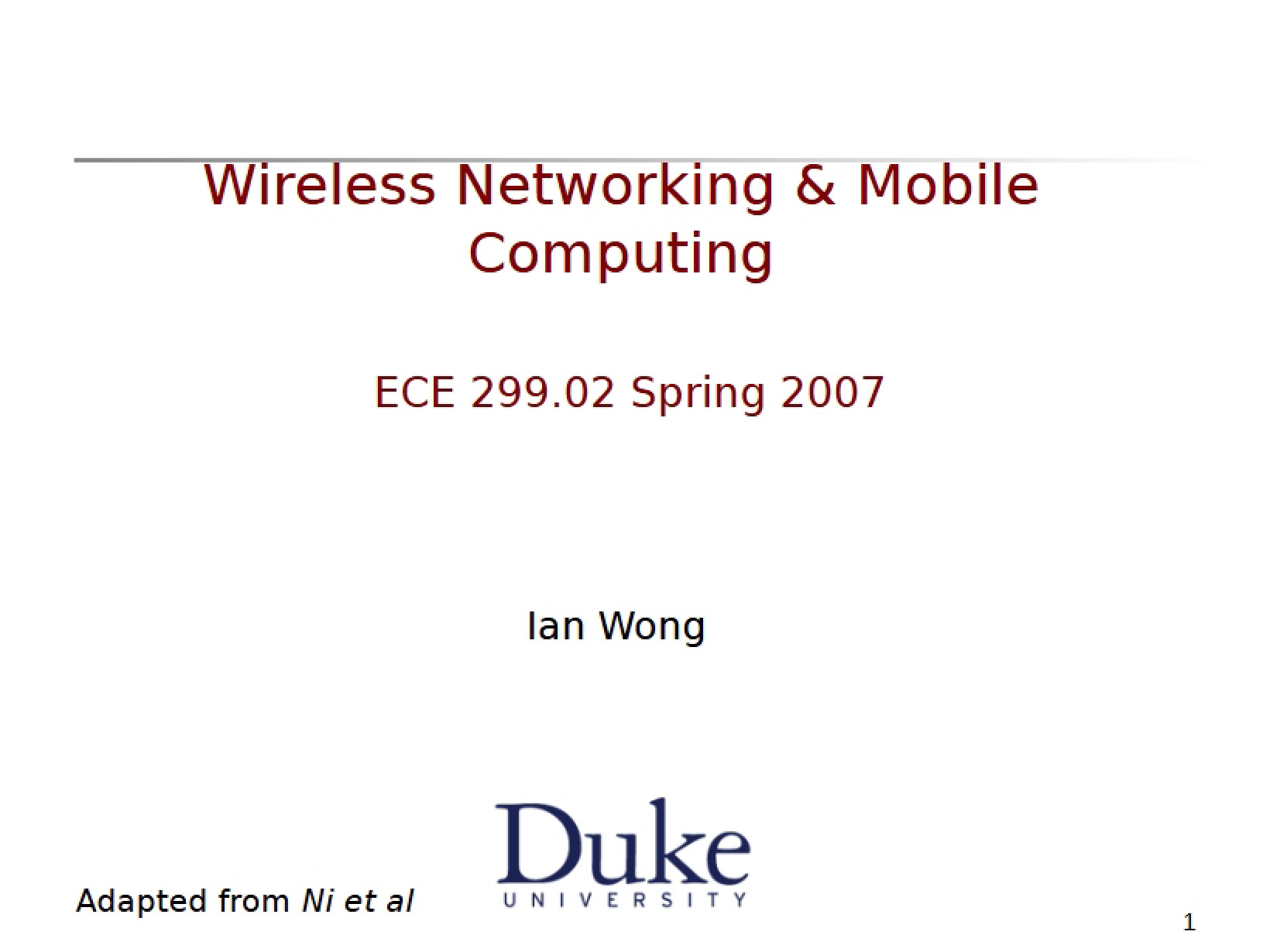 Mobile Computing and Wireless Networking