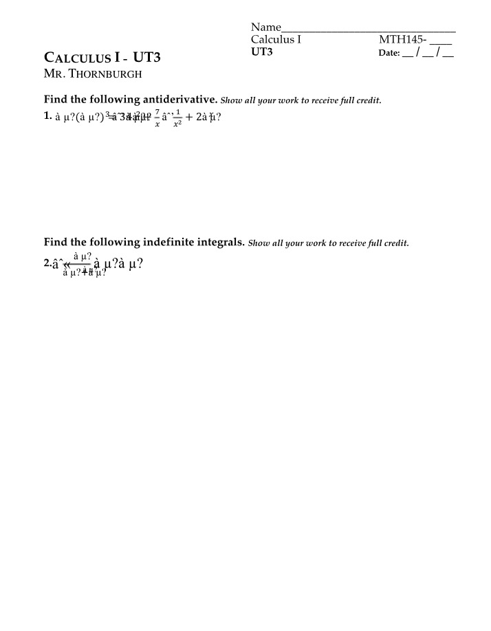 SP2022 Calculus I Exam - UT3