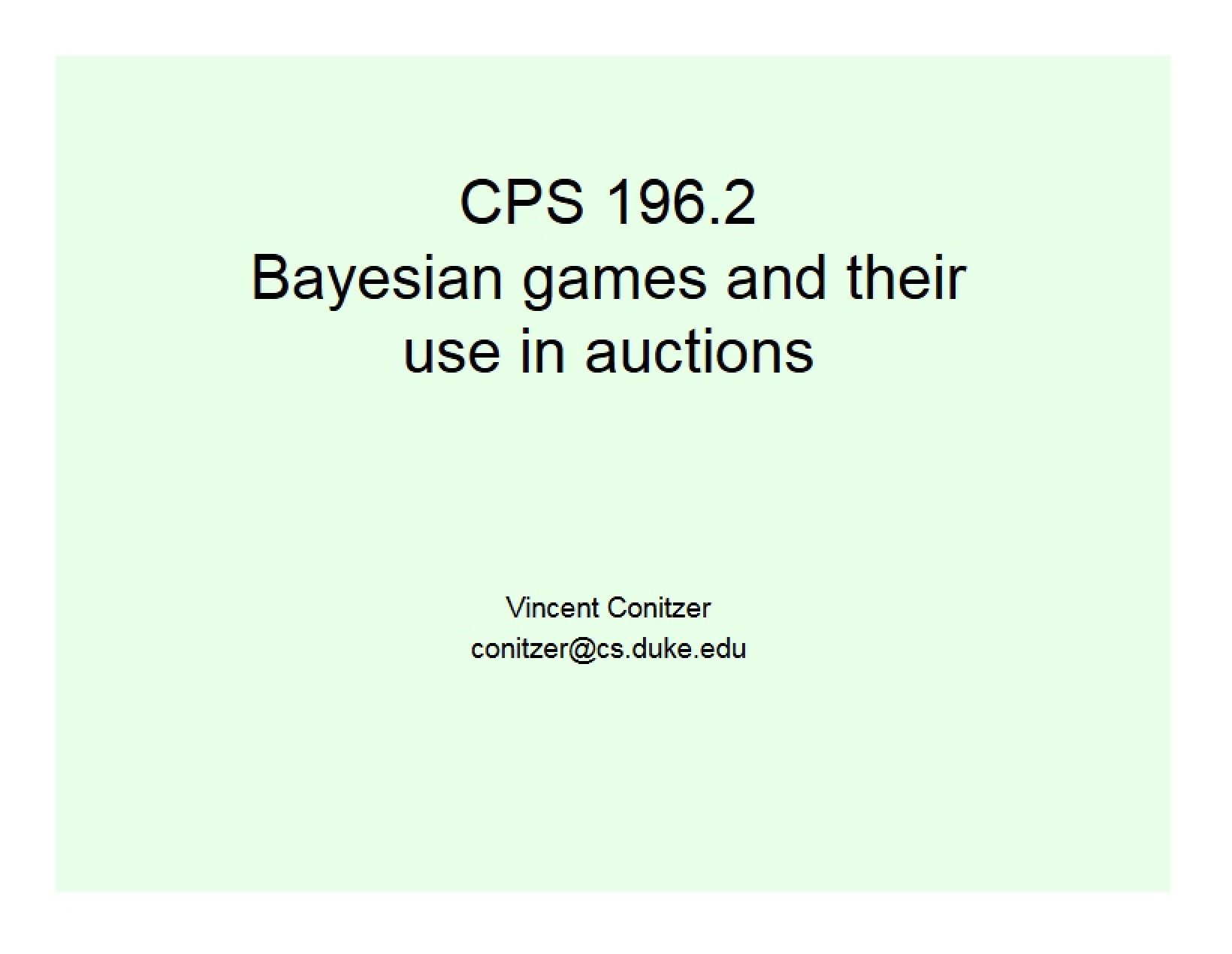 Using Bayesian Games in Auctions