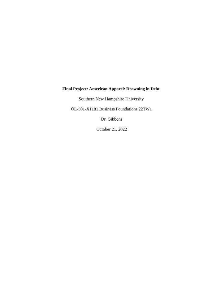 American Apparel - Drowning in Debt - Final Project