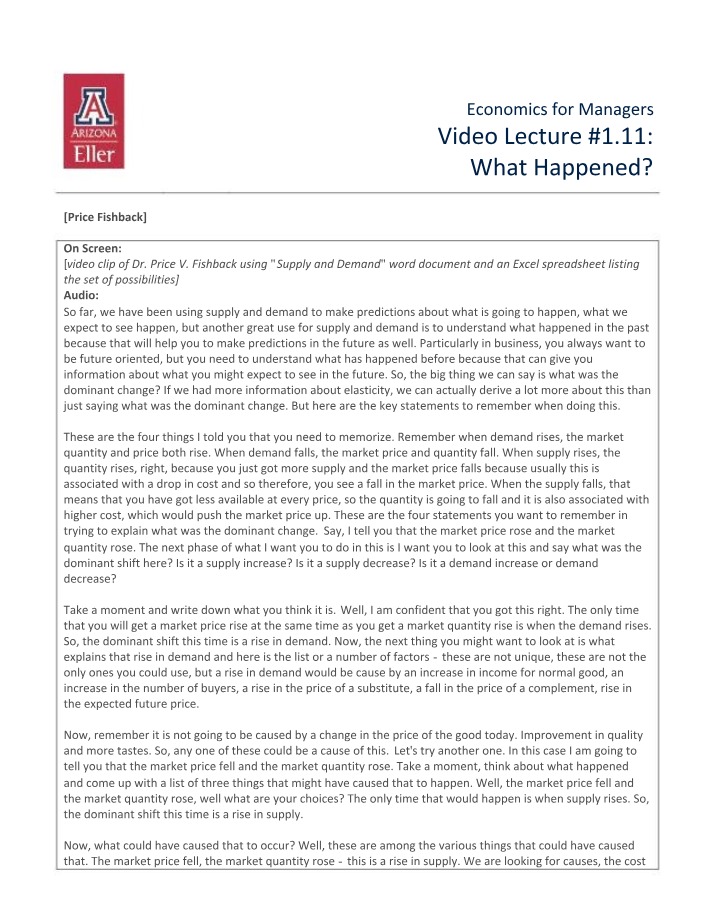 What Happened - Video Lecture 1.11
