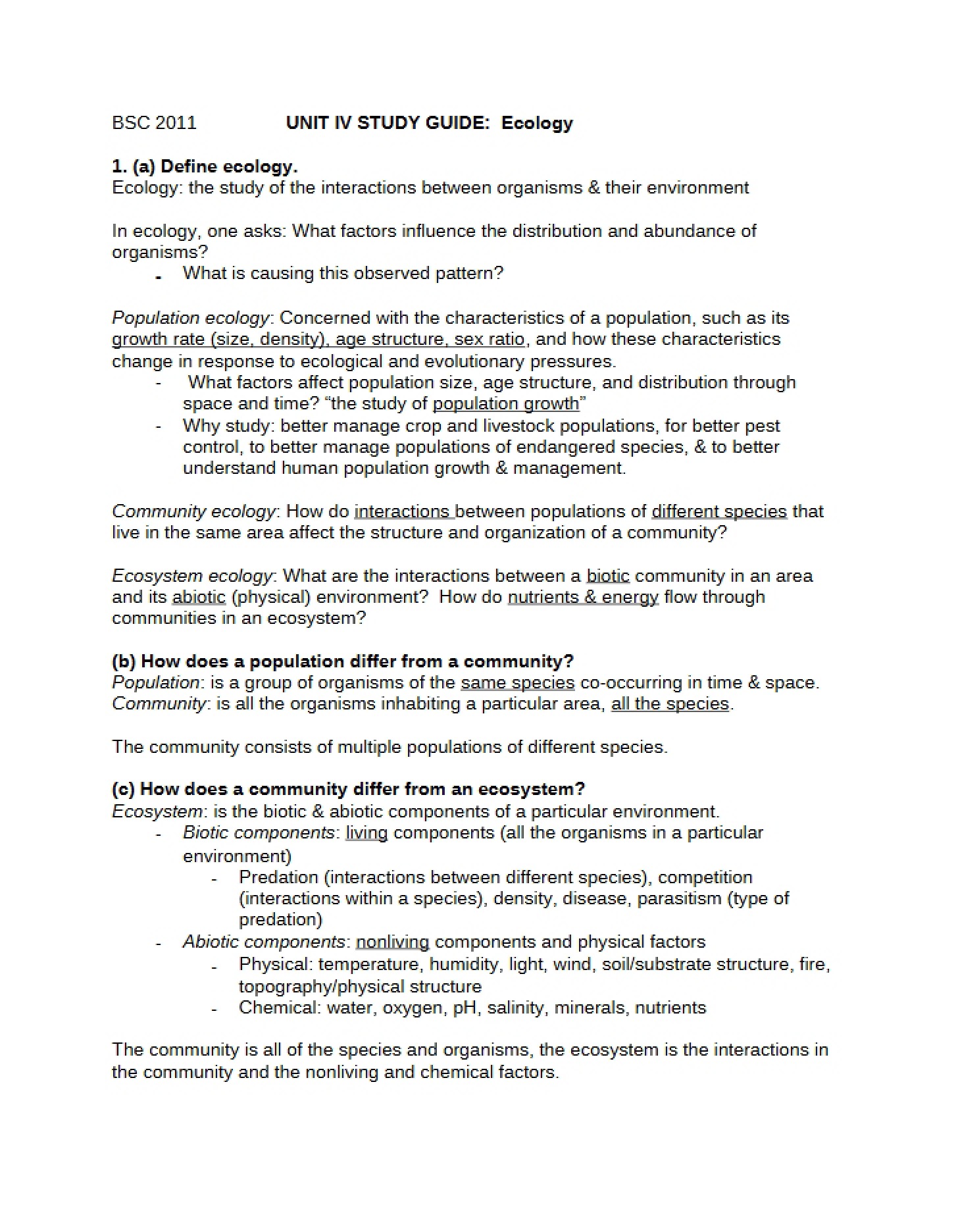 Ecology Population and Community Dynamics