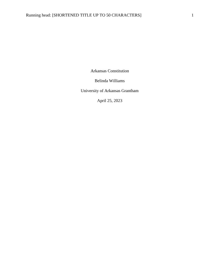 The Arkansas Constitution - History and Provisions