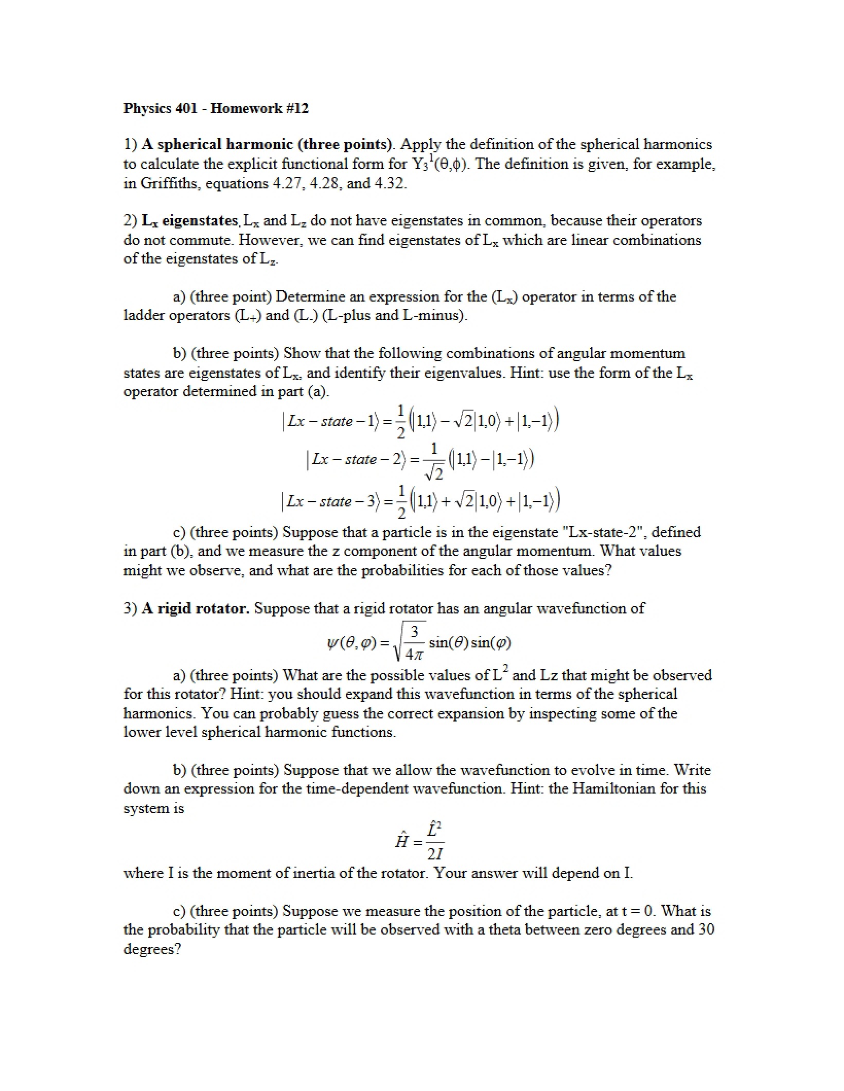 Twelfth Problem Set