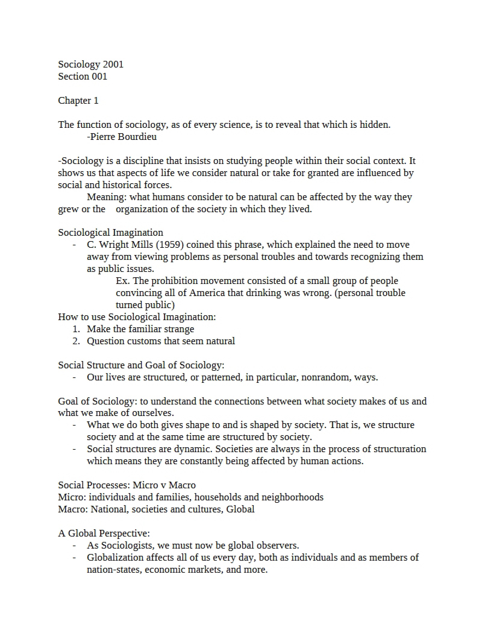 Thinking as a Sociologist Chapter One