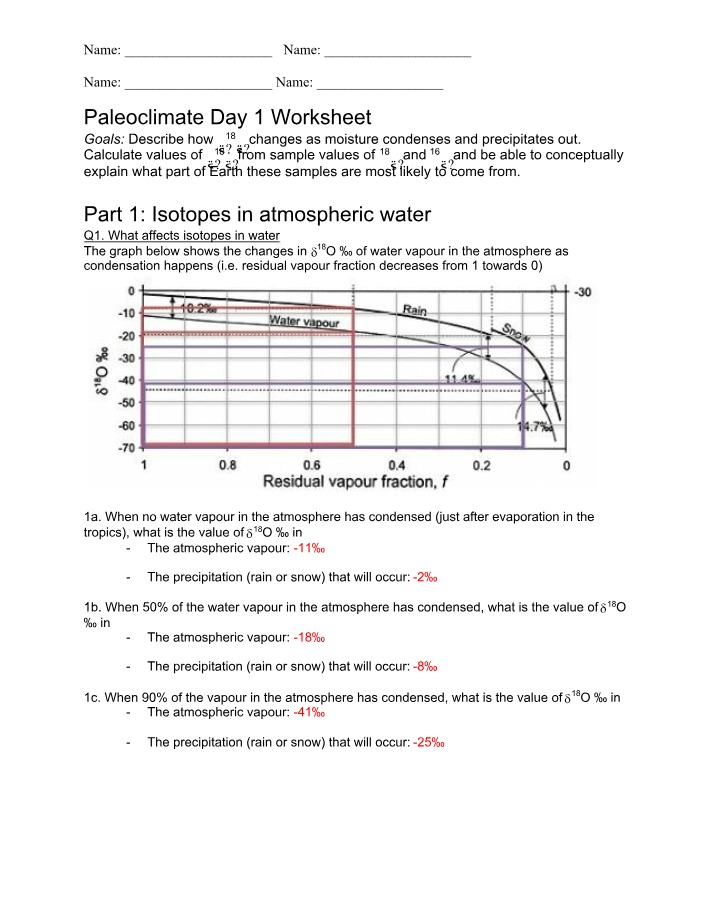 Worksheet for Paleoclimate Day 1