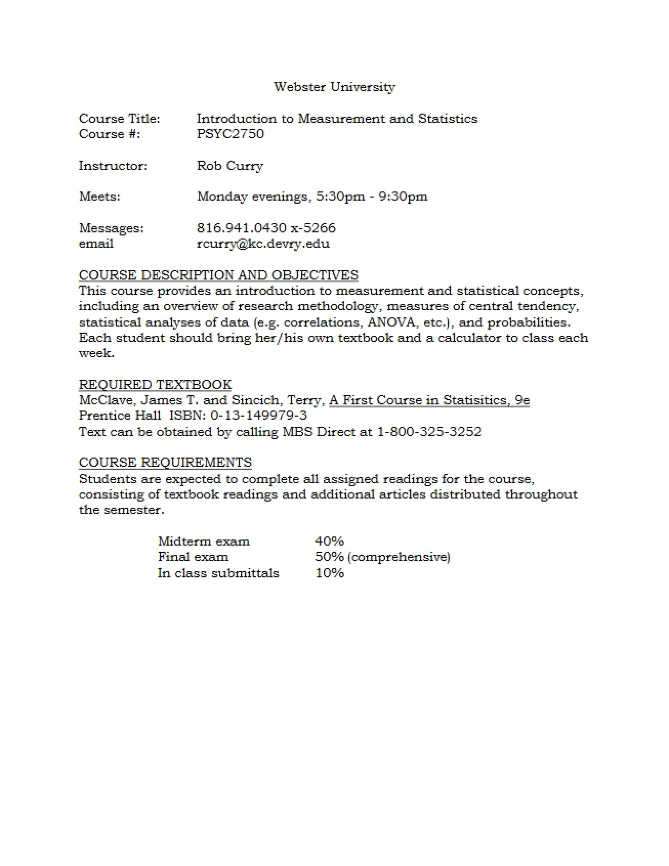 Statistics and Measurement Introduction