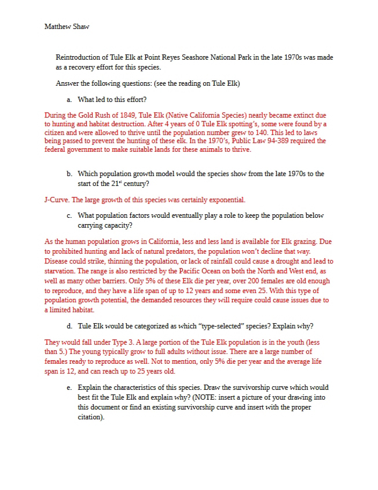 Handout on Tule Elk