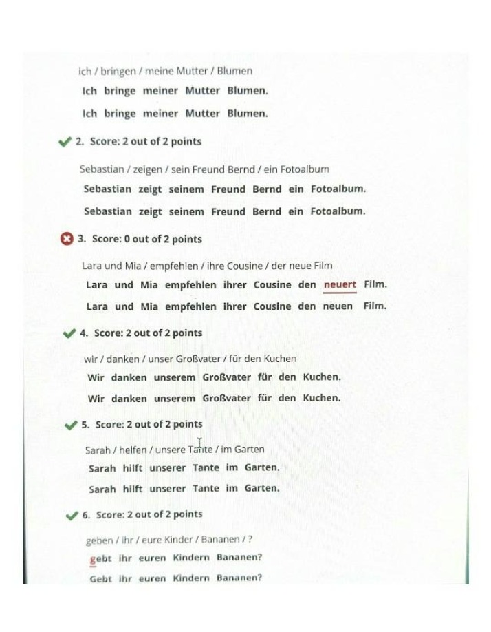 Exercise in German Language