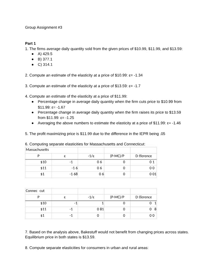 Bakestuff A Case - Optimal Pricing and Elasticity Analysis