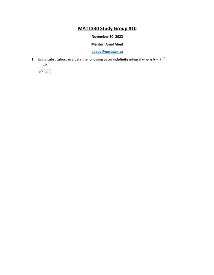 Evaluating Indefinite Integrals via Substitution