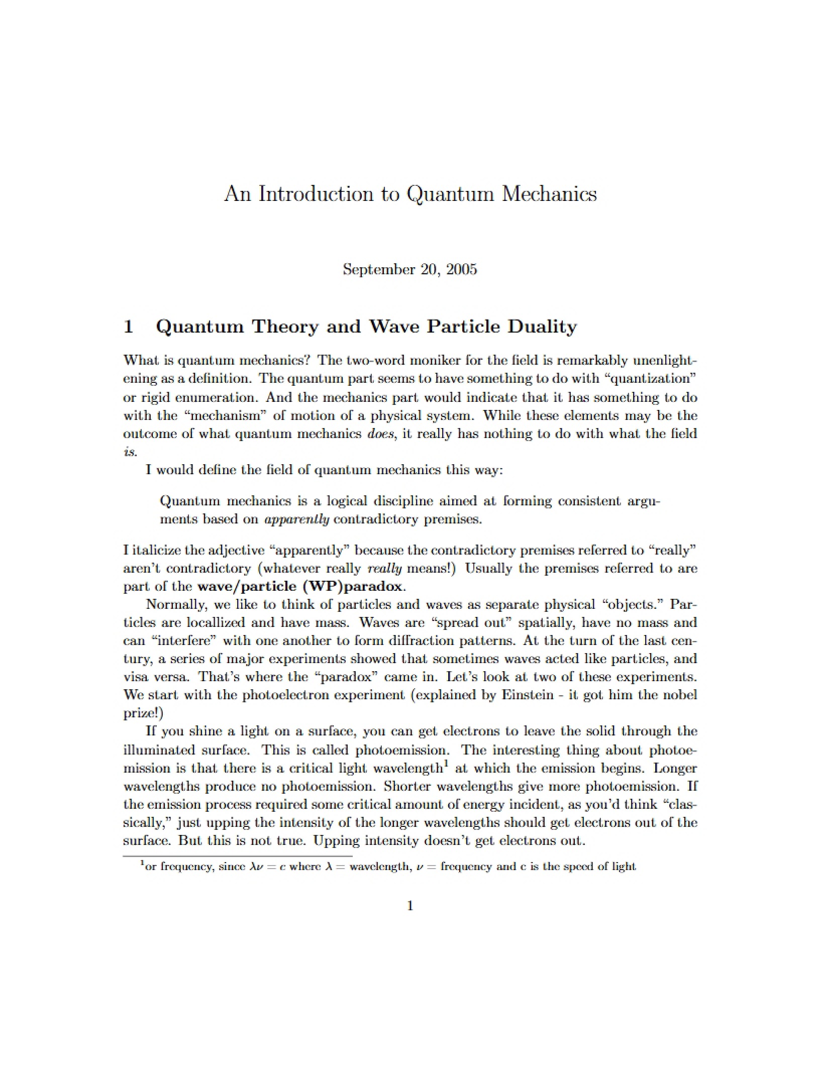 Quantum Mechanics Basics