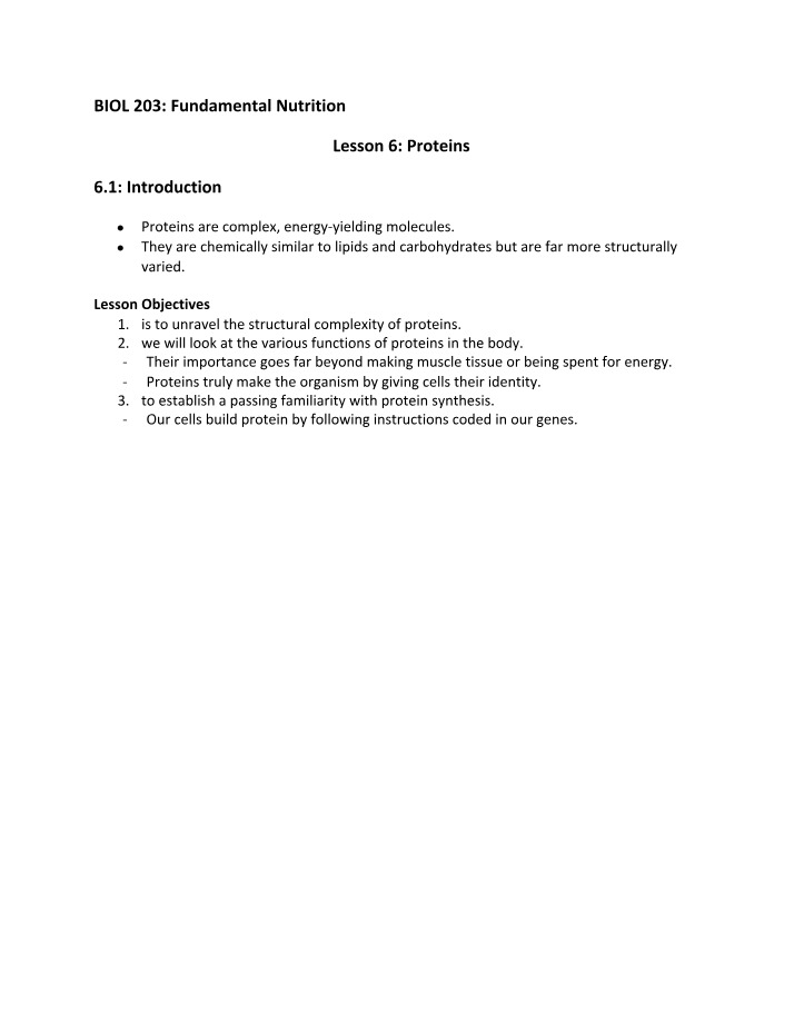 Protein Structure and Function
