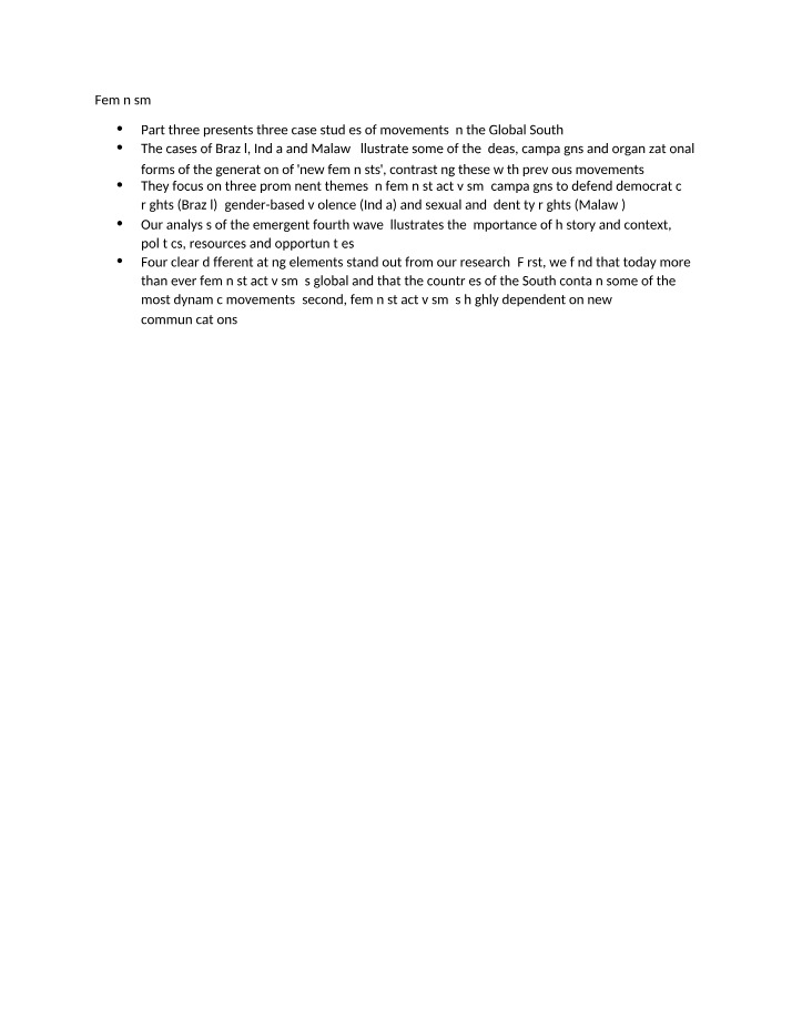 Feminism Lecture Notes