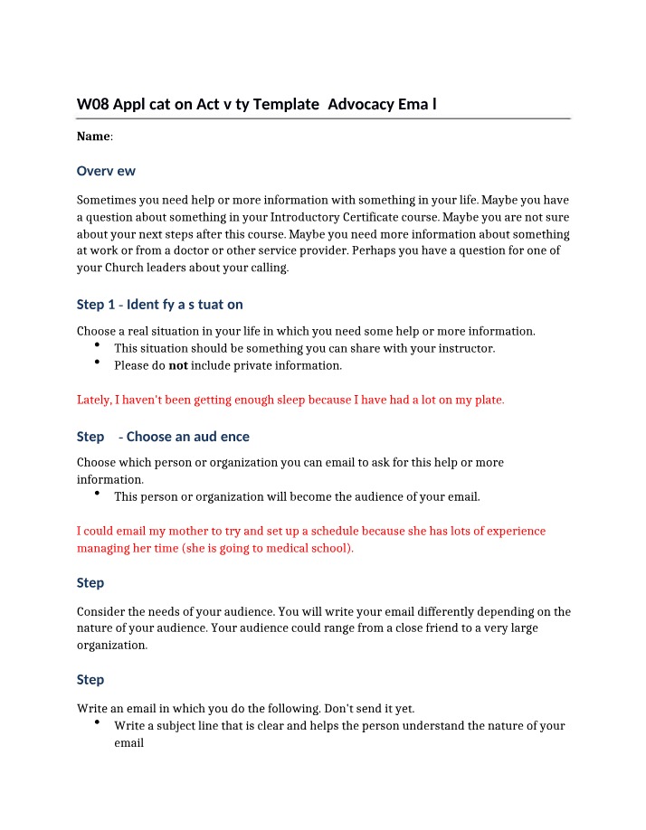 Advocacy Email Template - W08 Application Activity