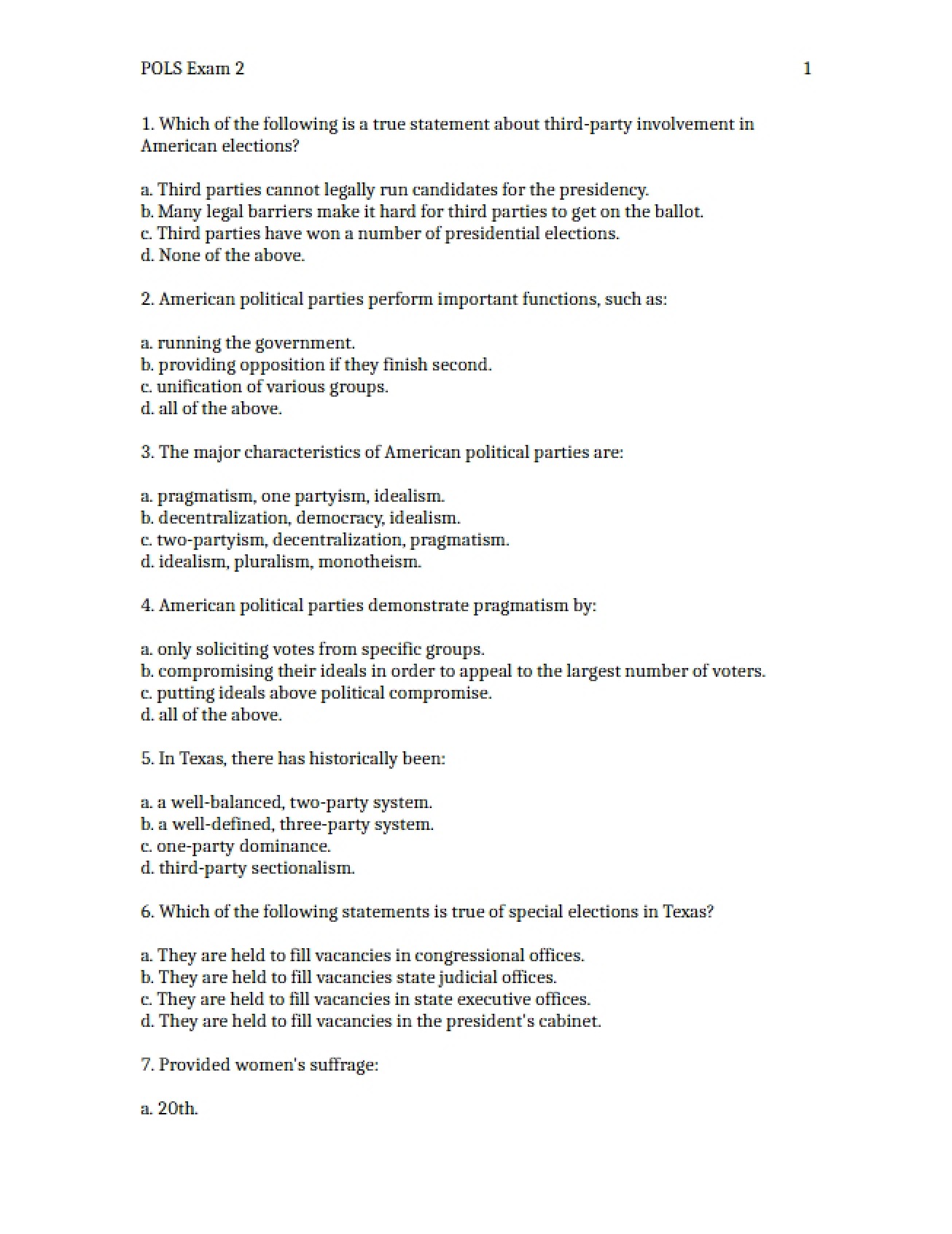 POLS Exam 2