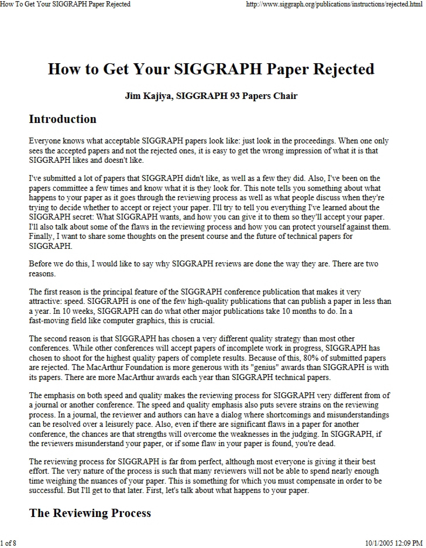 Rejection of SIGGRAPH Papers A Guide