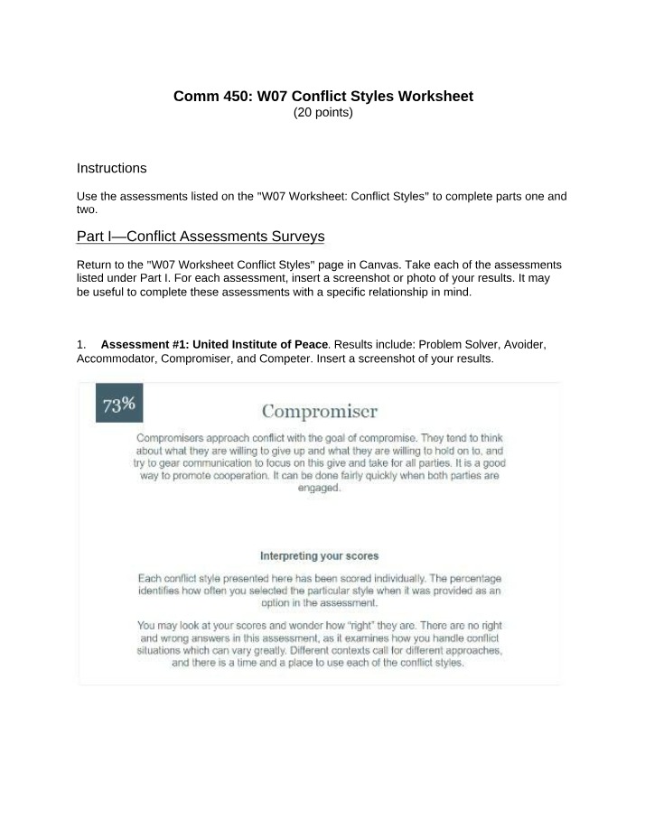 Conflict Style Worksheet - L07
