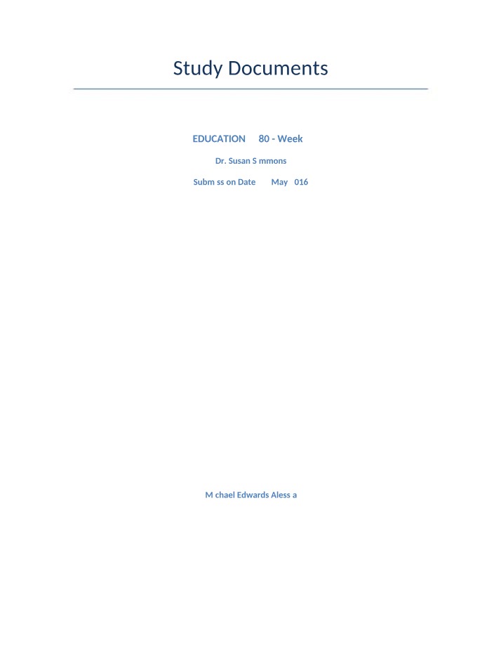 Week 7 Study Documents - EDUCATION 3580