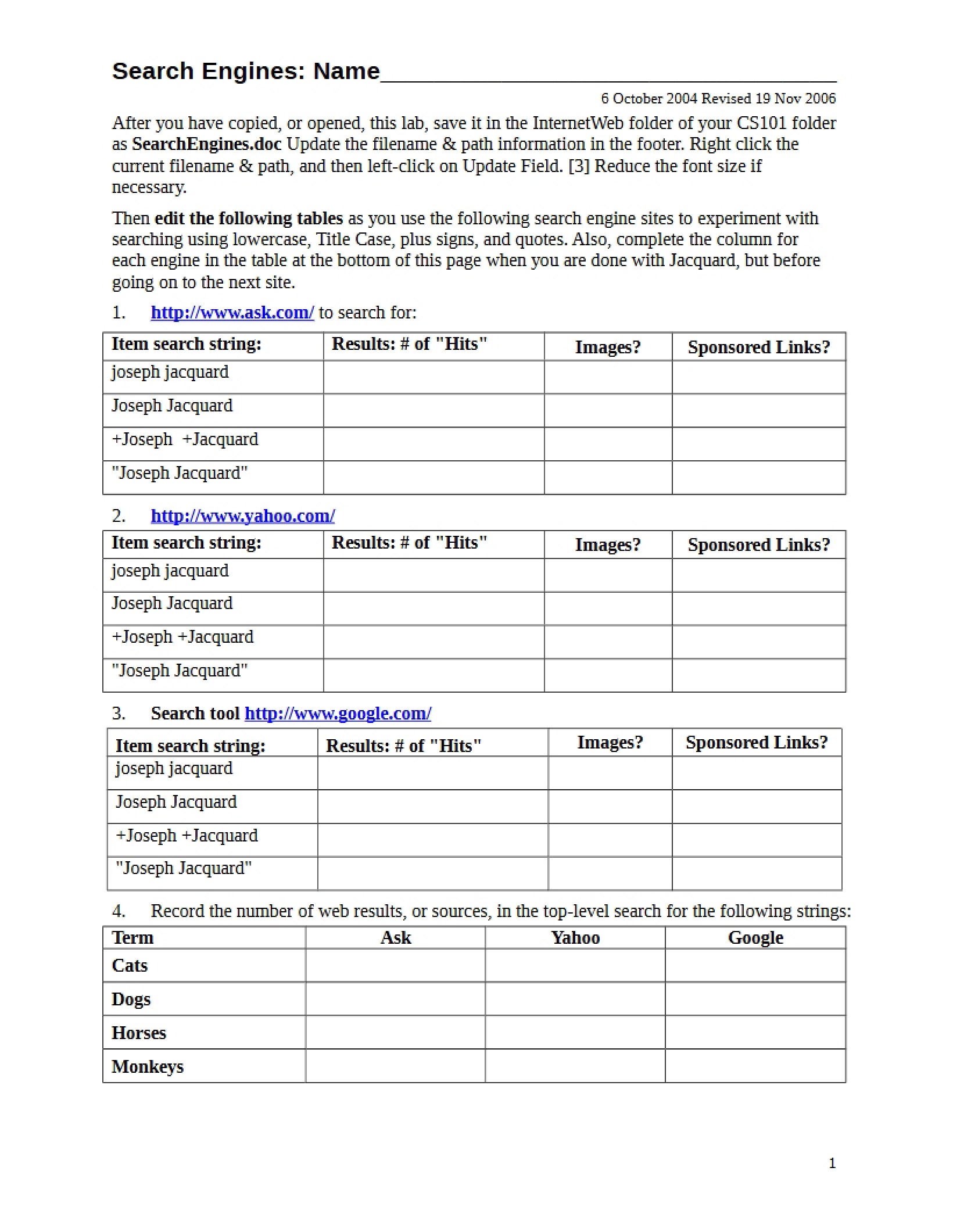 Engines for Search