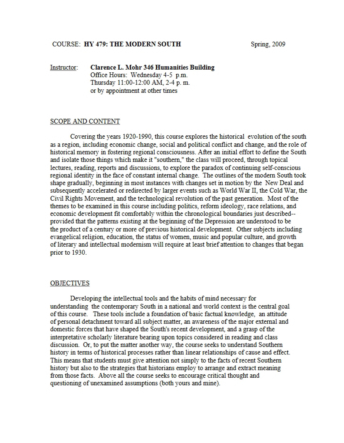 HY 479 Syllabus
