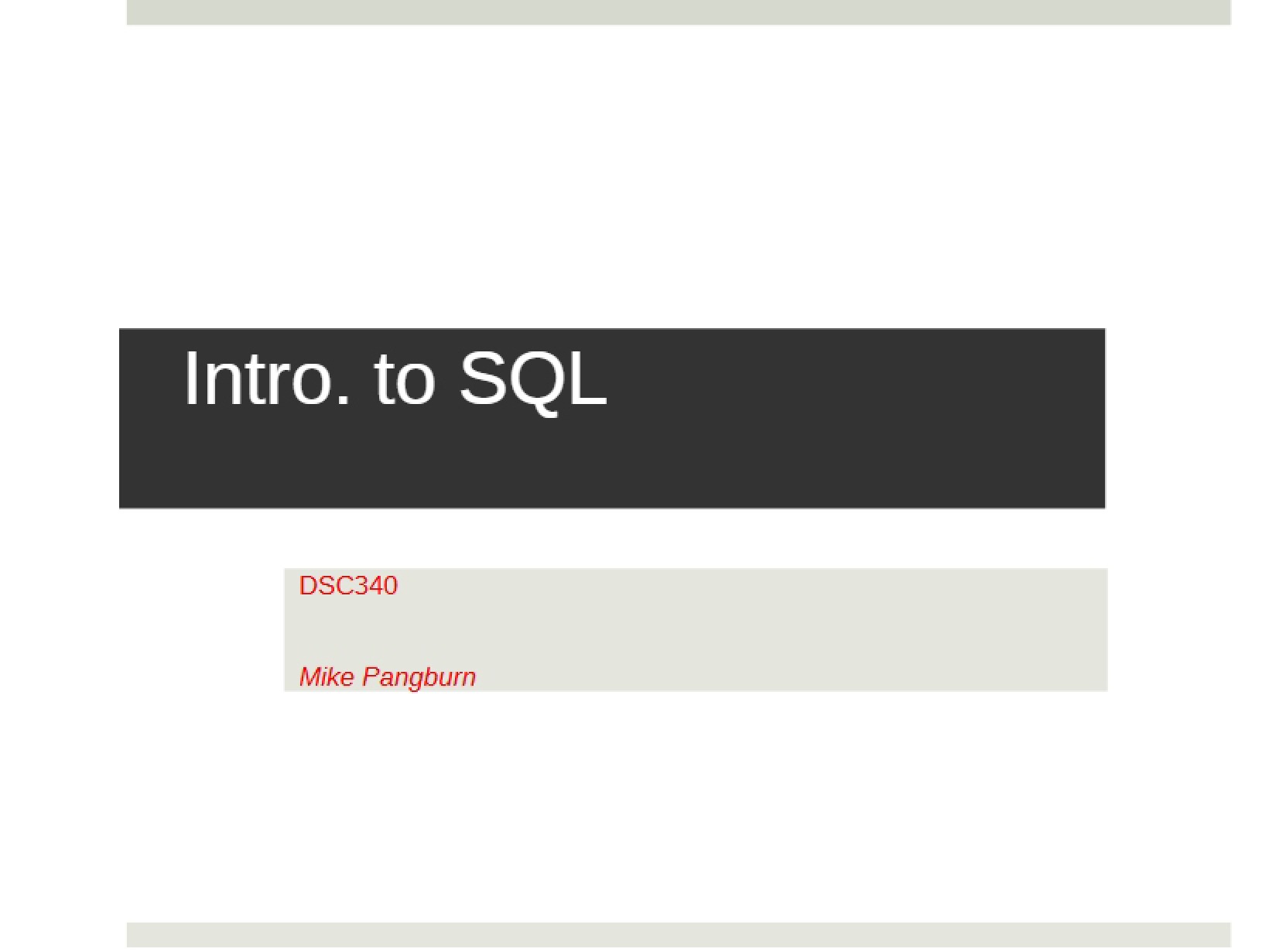 Basics of SQL