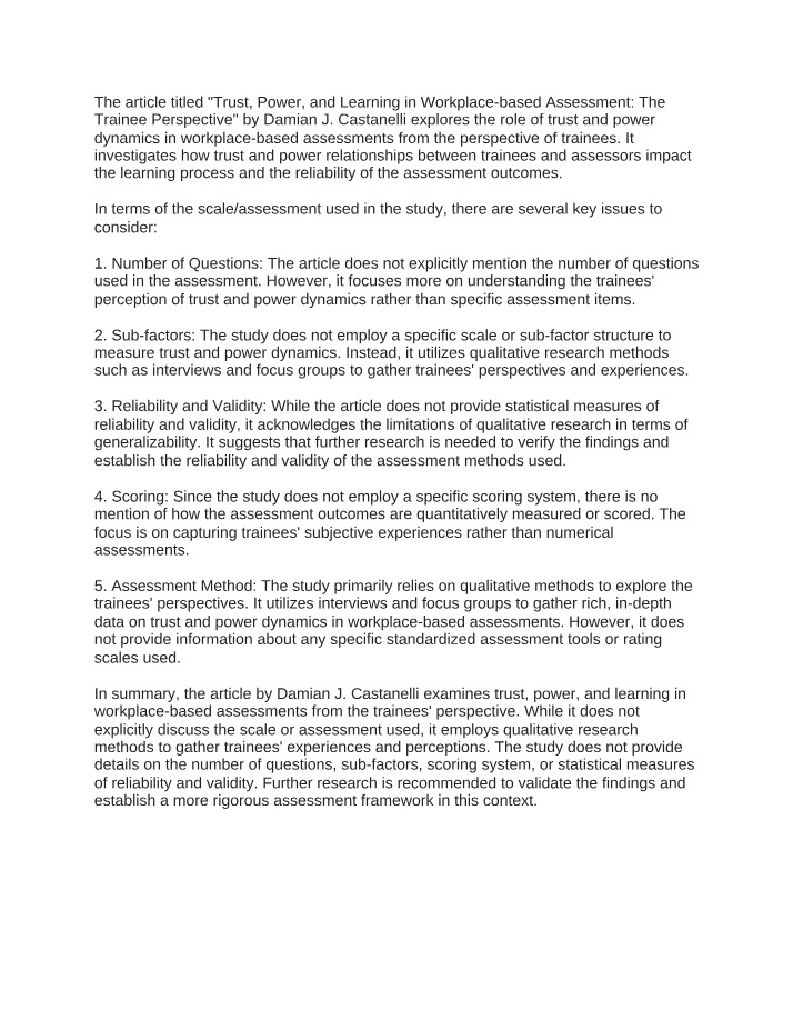 The Trainee Perspective on Trust, Power, and Learning in Workplace-based Assessment