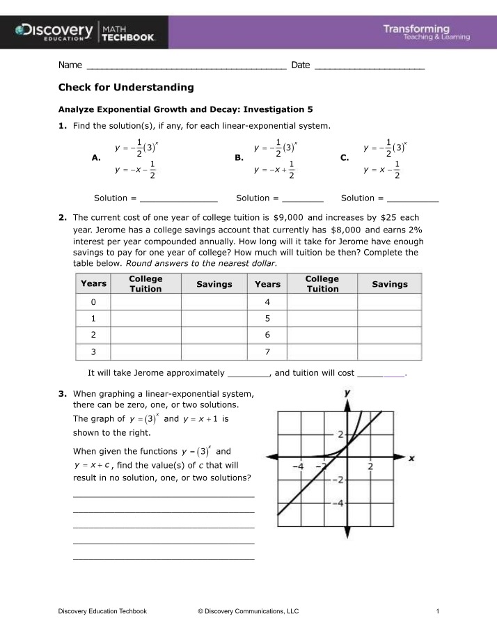 Investigation 5 - Exponential Growth and Decay Analysis