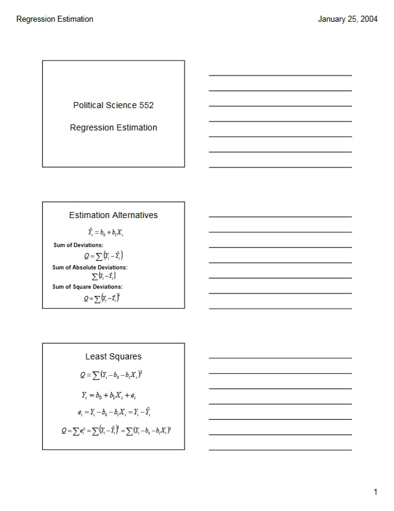 Estimation of Regression