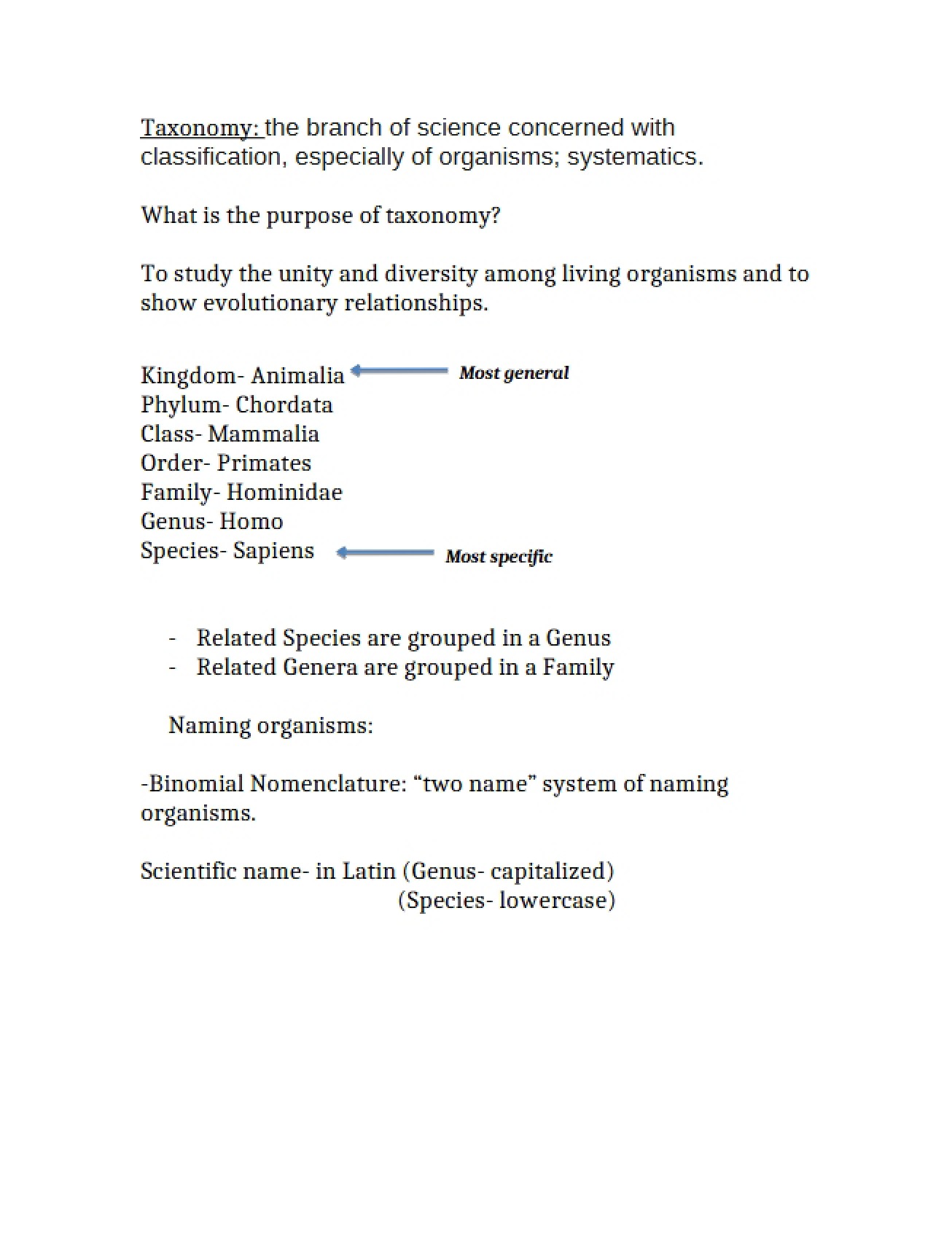 Introduction to Biological Taxonomy